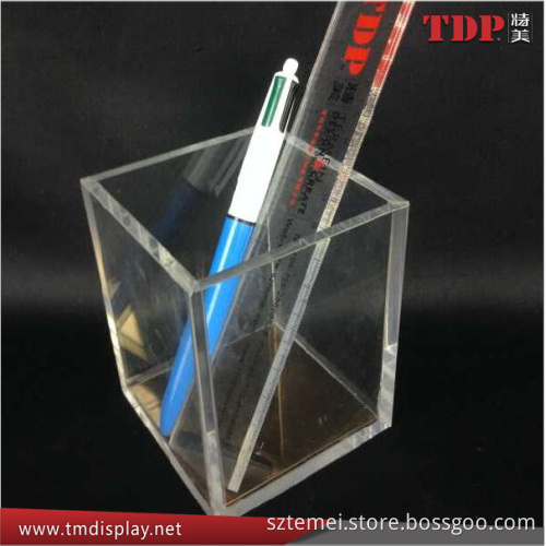 Transparent quadrate acrylic pen holder for promotionl gift